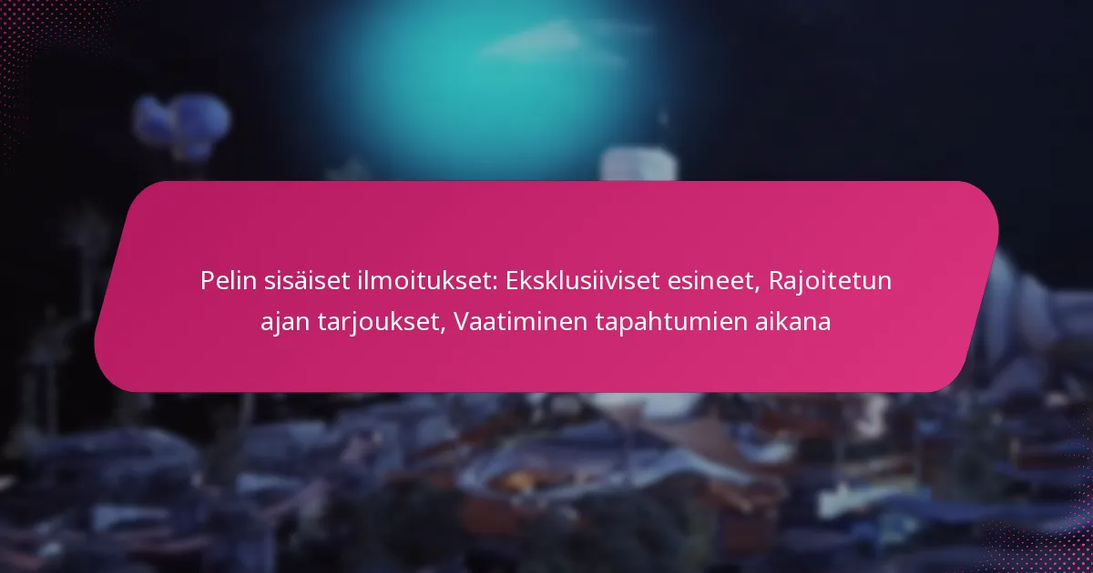 Pelin sisäiset ilmoitukset: Eksklusiiviset esineet, Rajoitetun ajan tarjoukset, Vaatiminen tapahtumien aikana