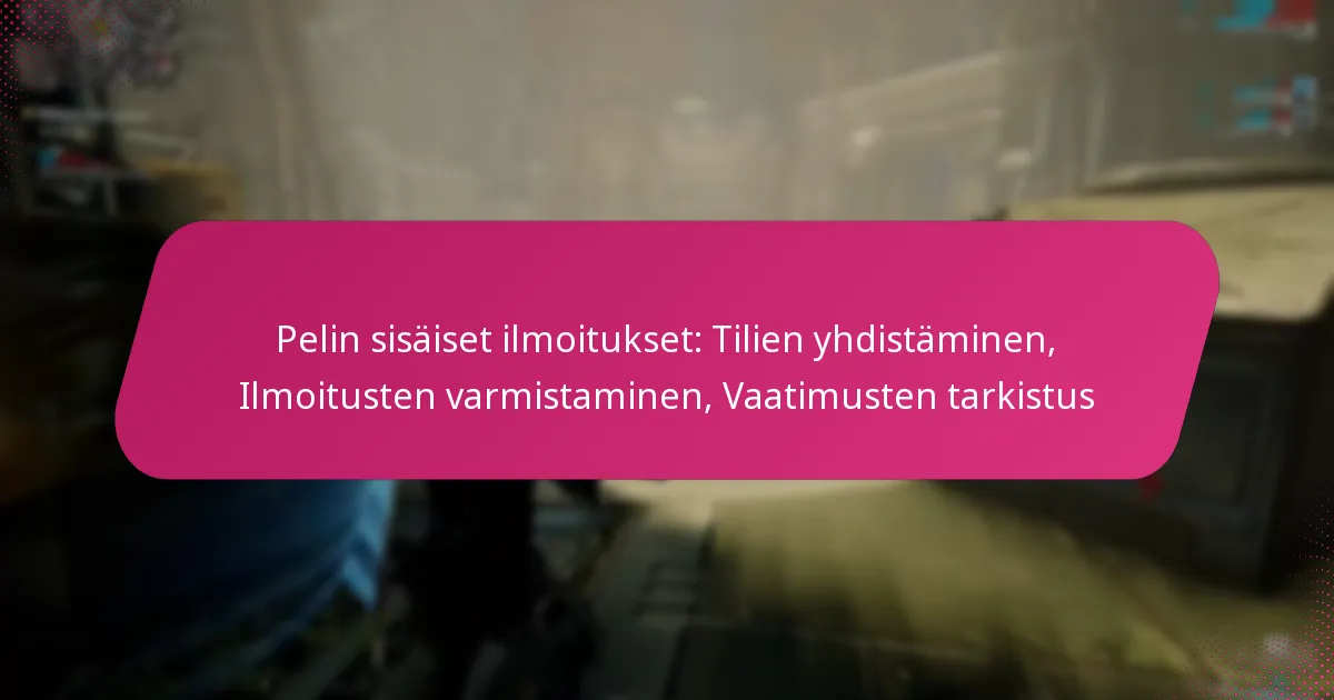 Pelin sisäiset ilmoitukset: Tilien yhdistäminen, Ilmoitusten varmistaminen, Vaatimusten tarkistus