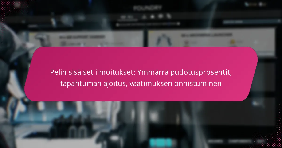 Pelin sisäiset ilmoitukset: Ymmärrä pudotusprosentit, tapahtuman ajoitus, vaatimuksen onnistuminen