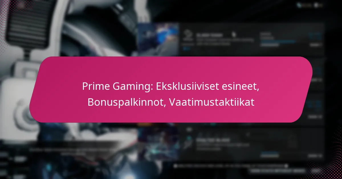 Prime Gaming: Eksklusiiviset esineet, Bonuspalkinnot, Vaatimustaktiikat