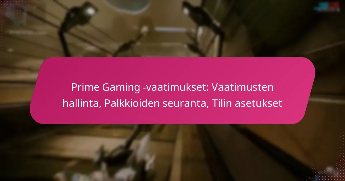 Prime Gaming -vaatimukset: Vaatimusten hallinta, Palkkioiden seuranta, Tilin asetukset